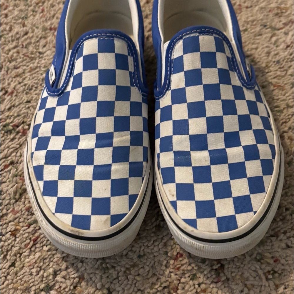 Vans Blue and White Checkered Sneakers